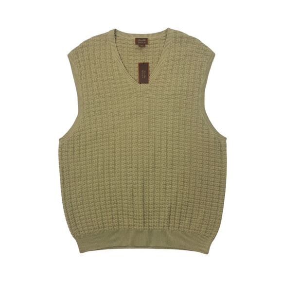 Tasso Elba Golf Vest Men XL Extra Large Dune Beige Knit Cotton Sleeveless V Neck - Picture 1 of 7